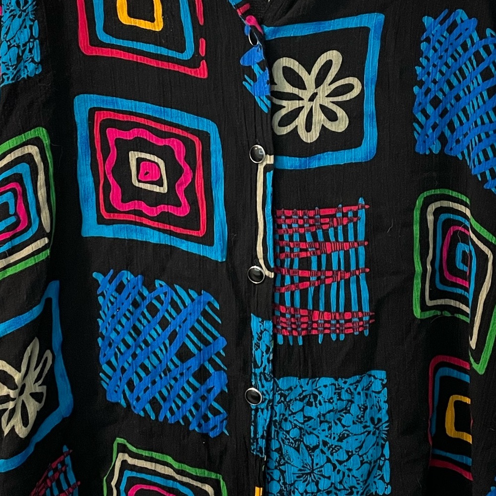 Funky Pattern Rayon Button-Down Shirt - image 2